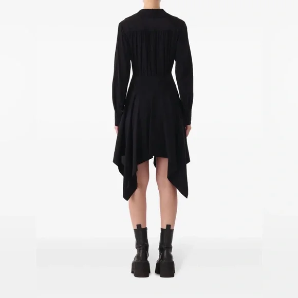 Jason Wu Black Handkerchief Hem Long Sleeve Silk Dress Dresses